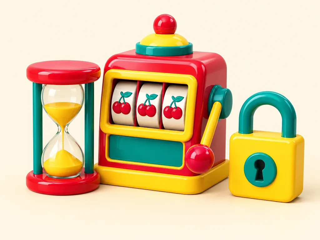 Timglas och hänglås bredvid en liten spelautomat